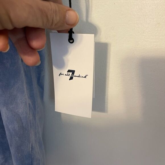 7 FOR ALL MANKIND Blue Distressed Short Sleeves Cotton Top.Size S - Picture 8 of 9